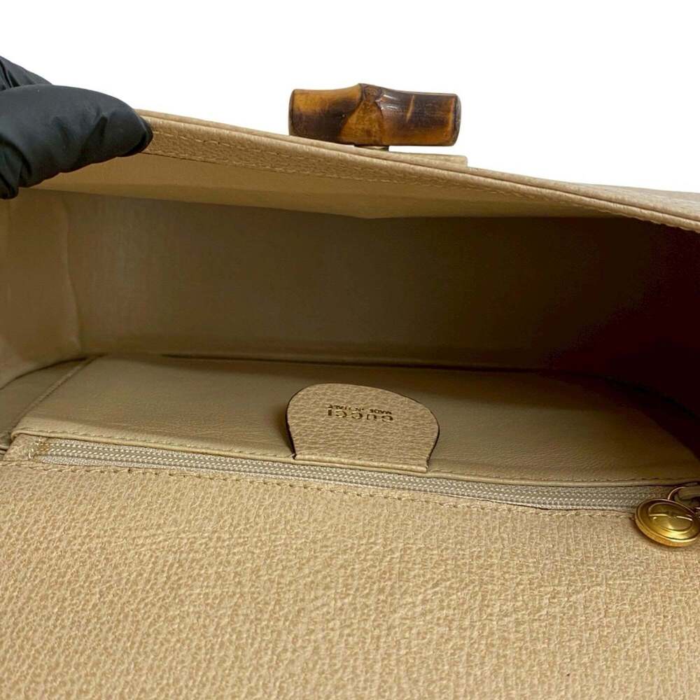 GUCCI Cream Leather Bamboo Pochette Shoulder Bag - Picture 9 of 10